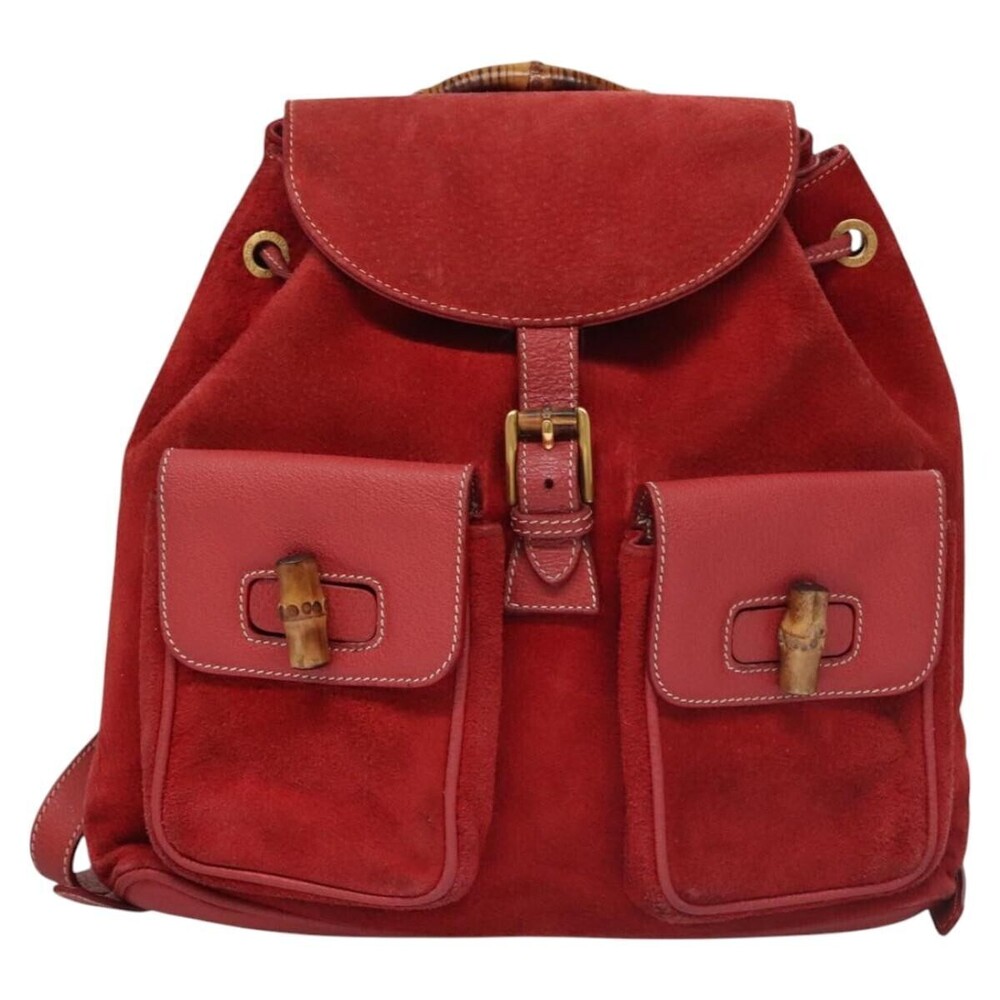 Gucci Vintage Bamboo Suede and Leather